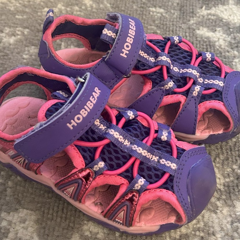 Hobbibear Toddler Pink and Purple Closed Toe Water Sandals 25-7 (2-4 Yrs)